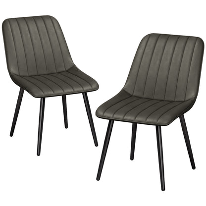 Faux Leather Upholstered Kitchen Chairs with Metal Legs, Grey