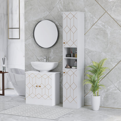 Slim Bathroom Cabinet, Bathroom Storage Cabinet with Doors, White