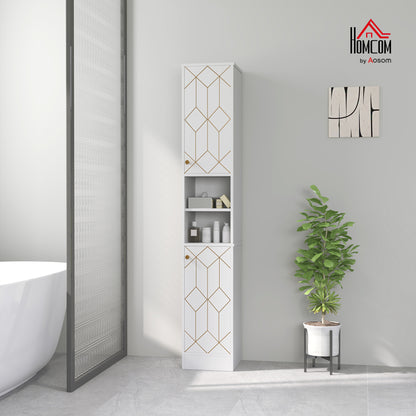 Slim Bathroom Cabinet, Bathroom Storage Cabinet with Doors, White