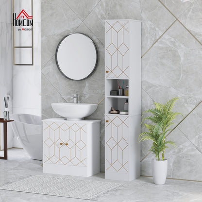 Slim Bathroom Cabinet, Bathroom Storage Cabinet with Doors, White