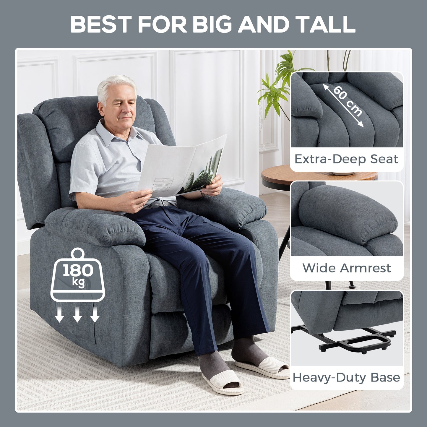Power Lift Recliner Chair, Lift Chair for Elderly with Massage, Grey