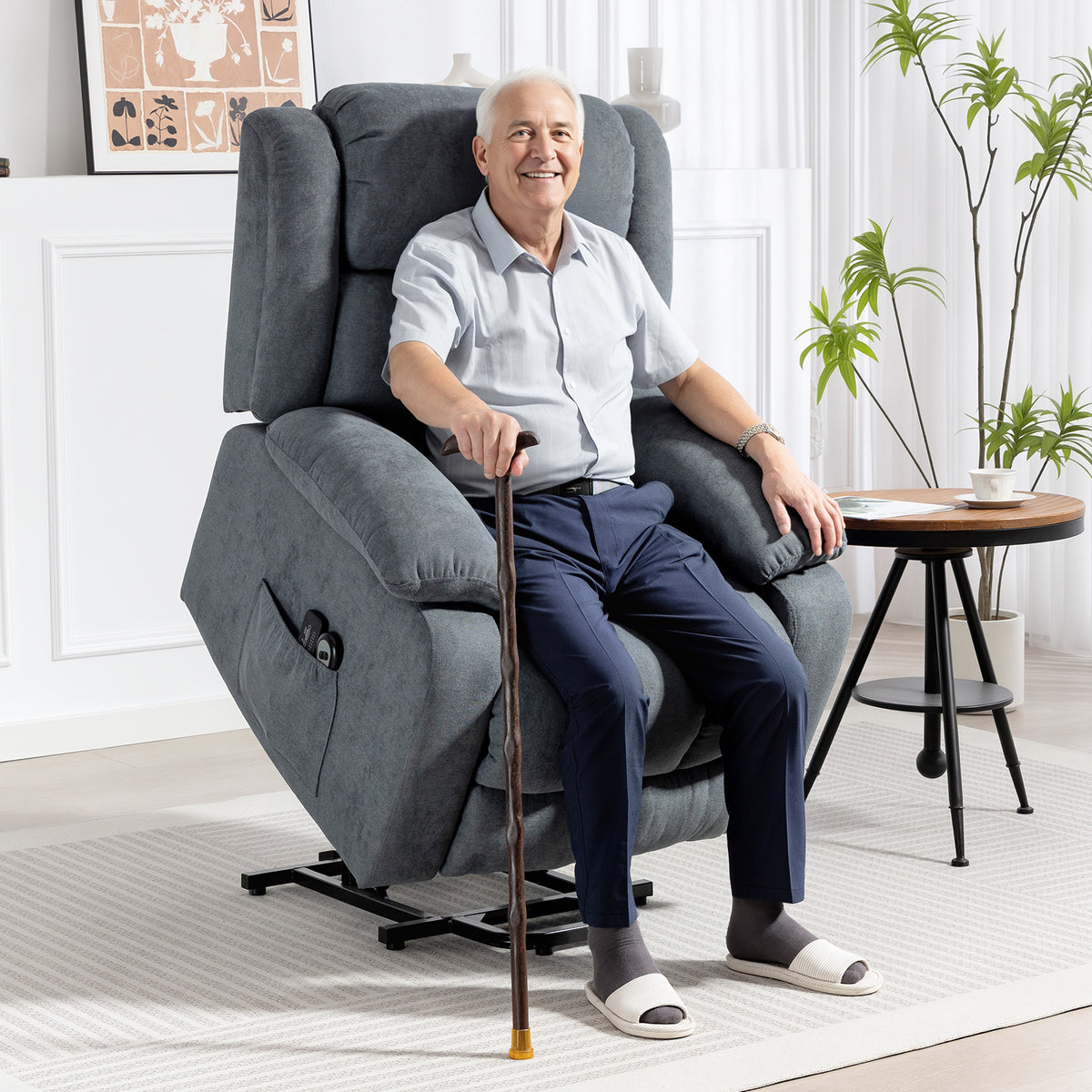 Power Lift Recliner, Lift Chair with Vibration Massage, Grey