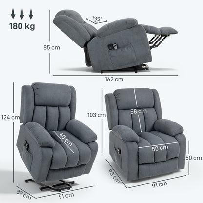 Power Lift Recliner, Lift Chair with Vibration Massage, Grey