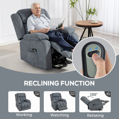 Power Lift Recliner, Lift Chair with Vibration Massage, Grey