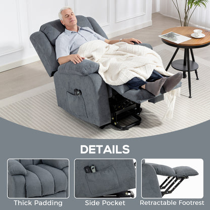 Power Lift Recliner, Lift Chair with Vibration Massage, Grey