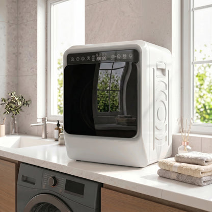 5kg Vented Tumble Dryer, 1000W Compact Front Tumble Dryer with Smart Drying, Stainless Steel Tub, Freestanding Stackable Clothes Drying Machine, White