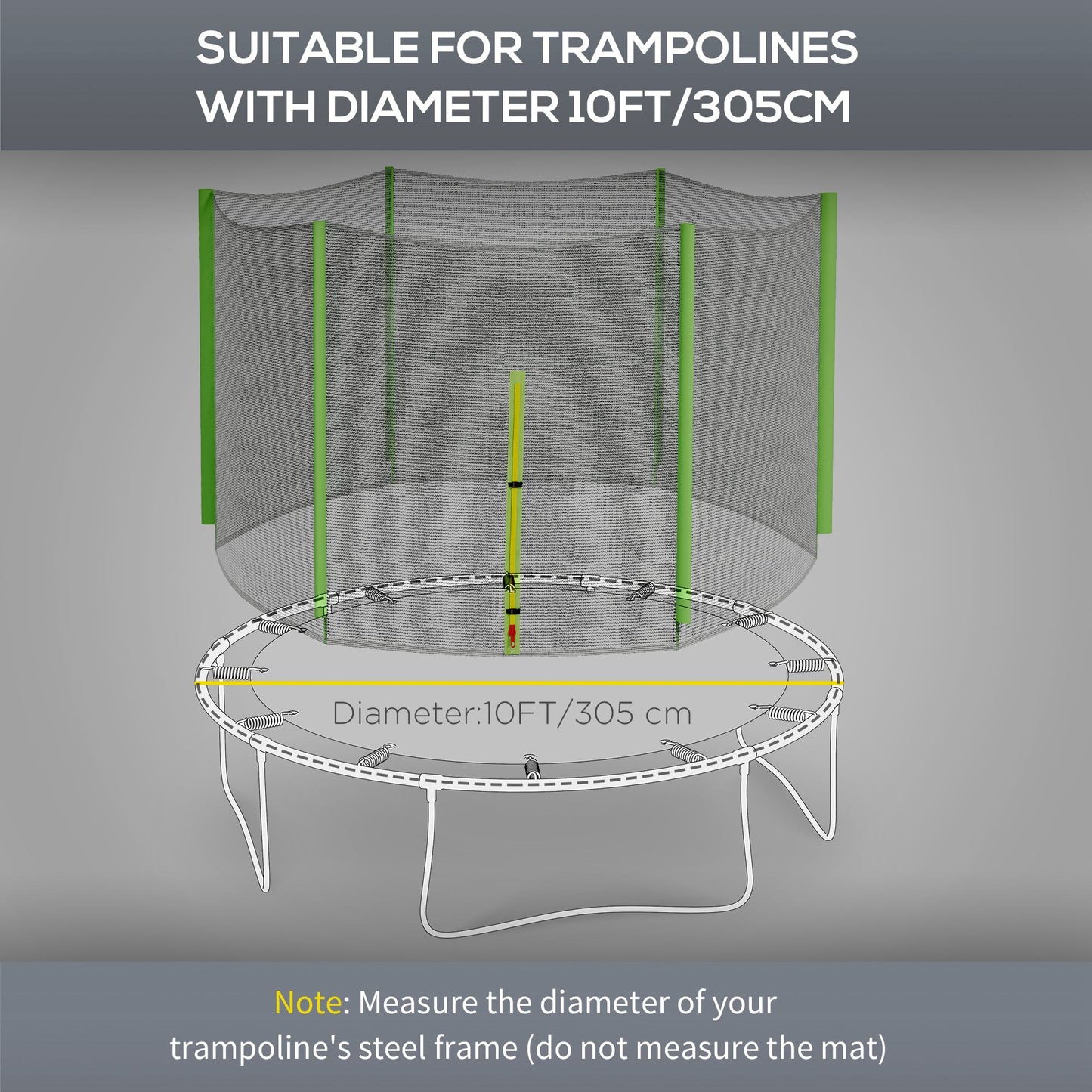 10ft Trampoline Net Replacement Safety Net with Zipped Door, Green