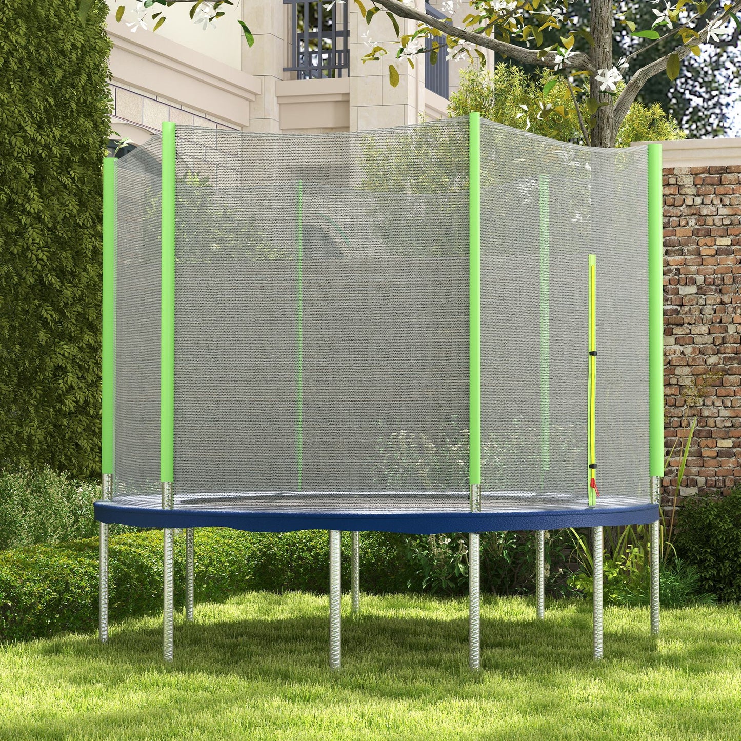 10ft Trampoline Net Replacement Safety Net with Zipped Door, Green