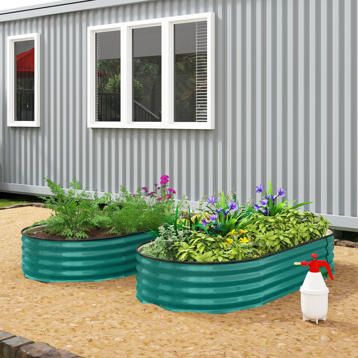 Galvanised Raised Garden Bed Planter Box, Light Green