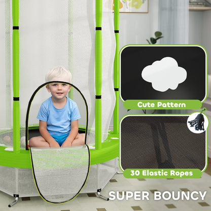 4.6ft Toddler Trampoline w/ Safety Enclosure Net, for Indoor Outdoor Use, Ages 3-6 Years, Green
