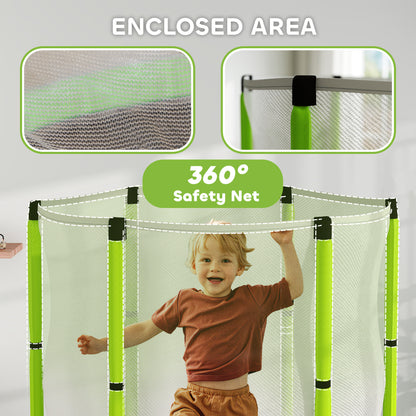 4.6ft Toddler Trampoline w/ Safety Enclosure Net, for Indoor Outdoor Use, Ages 3-6 Years, Green