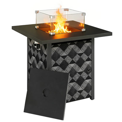 Square Propane Gas Fire Pit Table, Patio Heater with Lava Rocks
