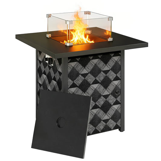 Square Propane Gas Fire Pit Table, Patio Heater with Lava Rocks