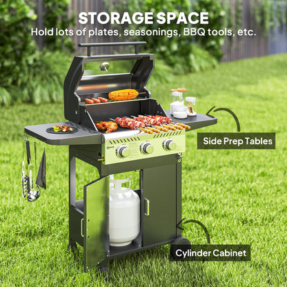 3 Burner Propane Gas BBQ Grill with See-through Lid and Thermometer