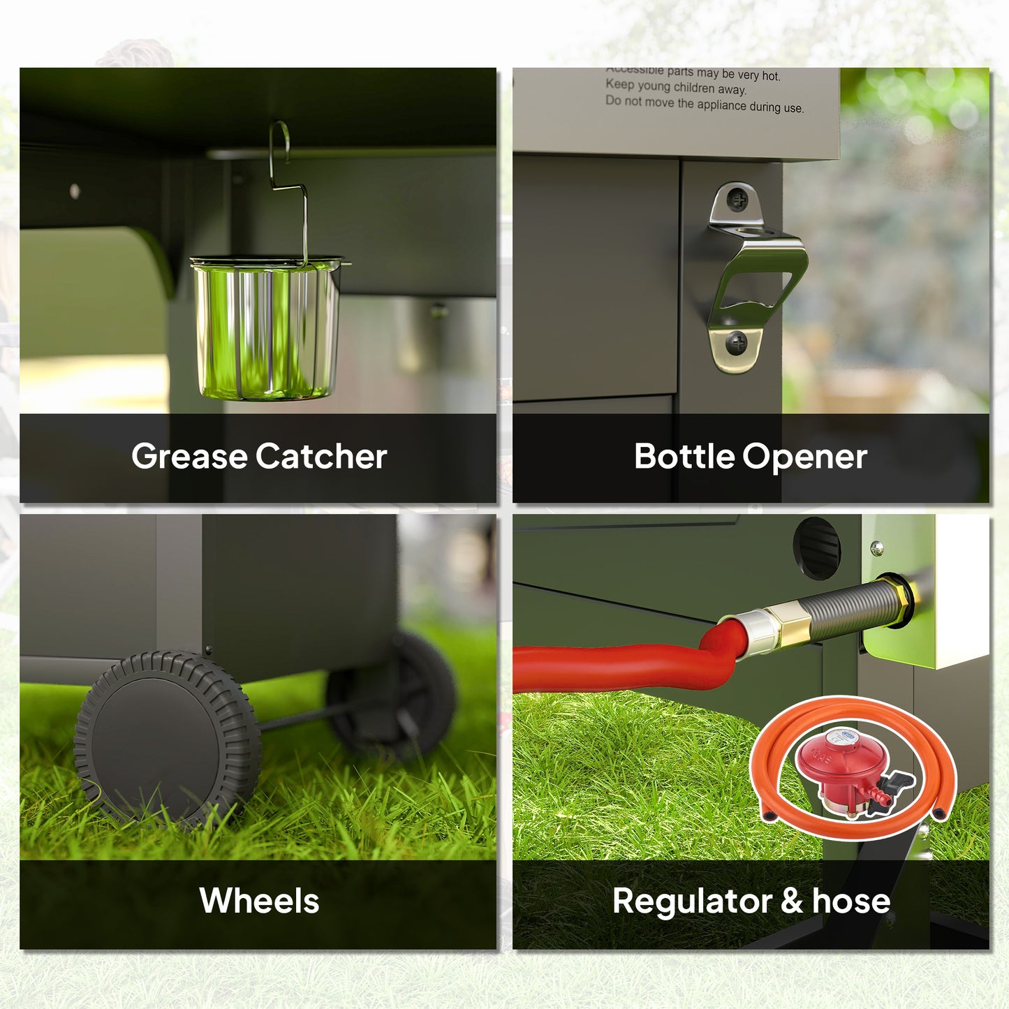 3 Burner Propane Gas BBQ Grill with See-through Lid and Thermometer