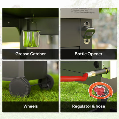 3 Burner Propane Gas BBQ Grill with See-through Lid and Thermometer