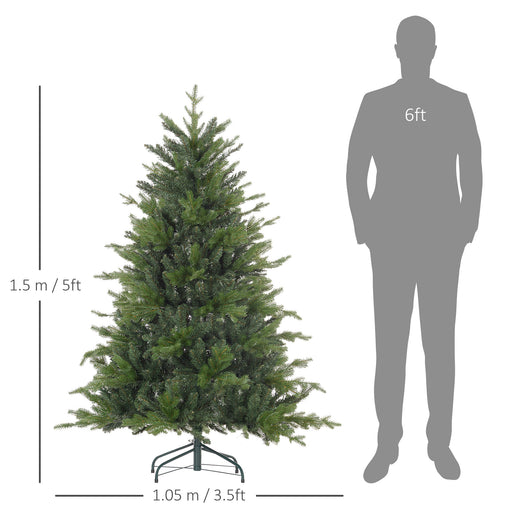 5 Ft Artificial Christmas Tree with Metal Base, Hinged Branches