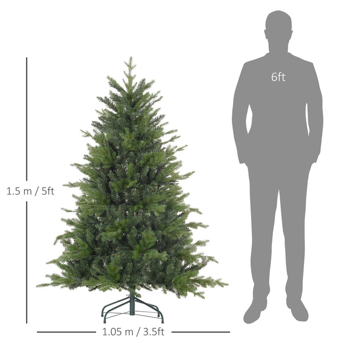 5 Ft Artificial Christmas Tree with Metal Base, Hinged Branches