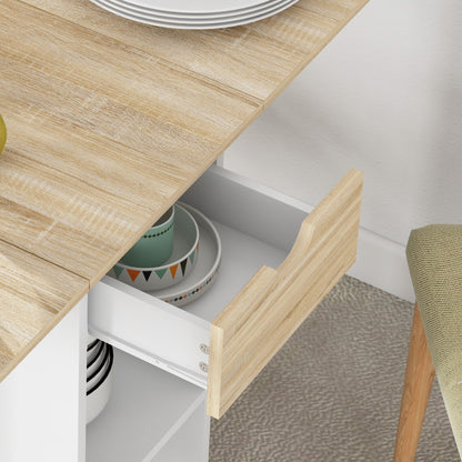 Foldable Dining Table, Drop Leaf Table with Storage for Kitchen, Oak