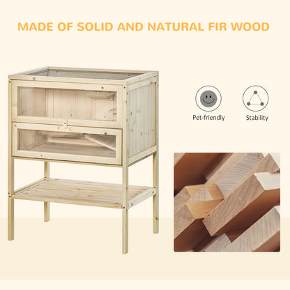 3 Tiers Wooden Hamster Cage Fir Wood Mouse Guinea Rodent Mice House Pet Play Small Animals 60L_40W_80H cm