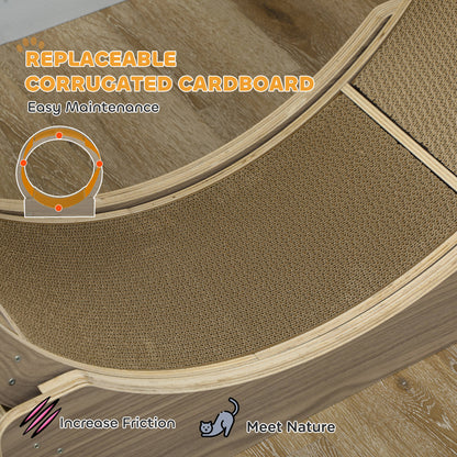 Cat Wheel with Brake, Scratching Pads - Walnut Brown