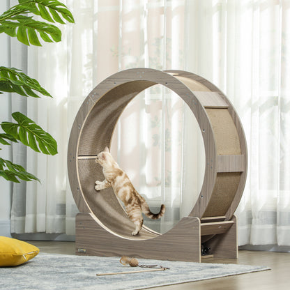 Cat Wheel with Brake, Scratching Pads - Walnut Brown
