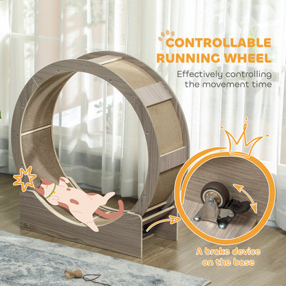 Cat Wheel with Brake, Scratching Pads - Walnut Brown