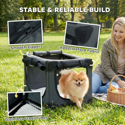 Collapsible Dog Crate Portable Pet Travel Carrier 60 x 42 x 43 cm