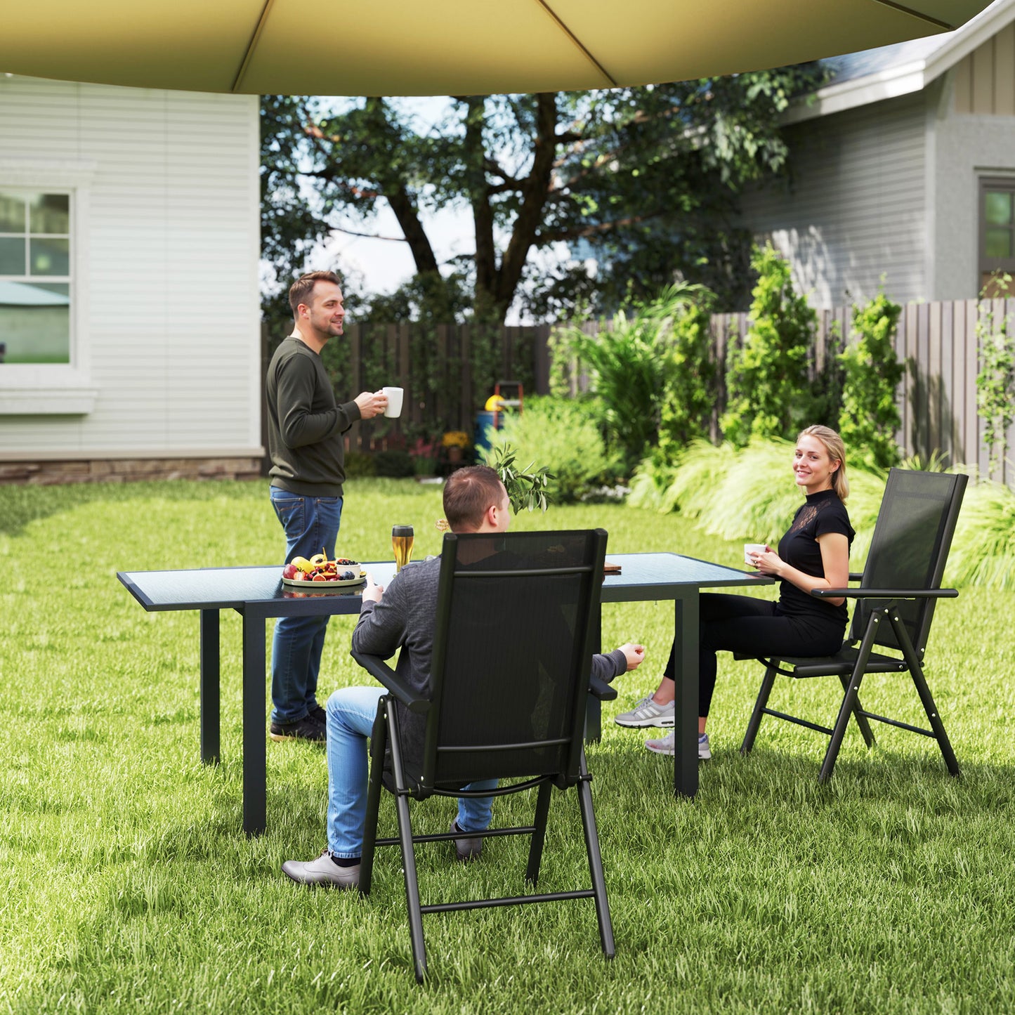 2PCS Folding Chair w/ Breathable Mesh Back and Seat, Black