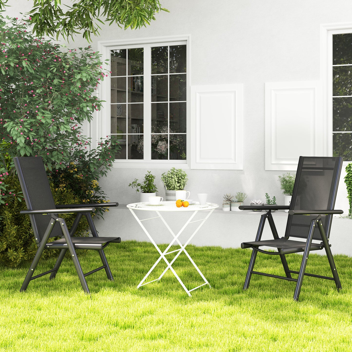 2PCS Folding Chair w/ Breathable Mesh Back and Seat, Black