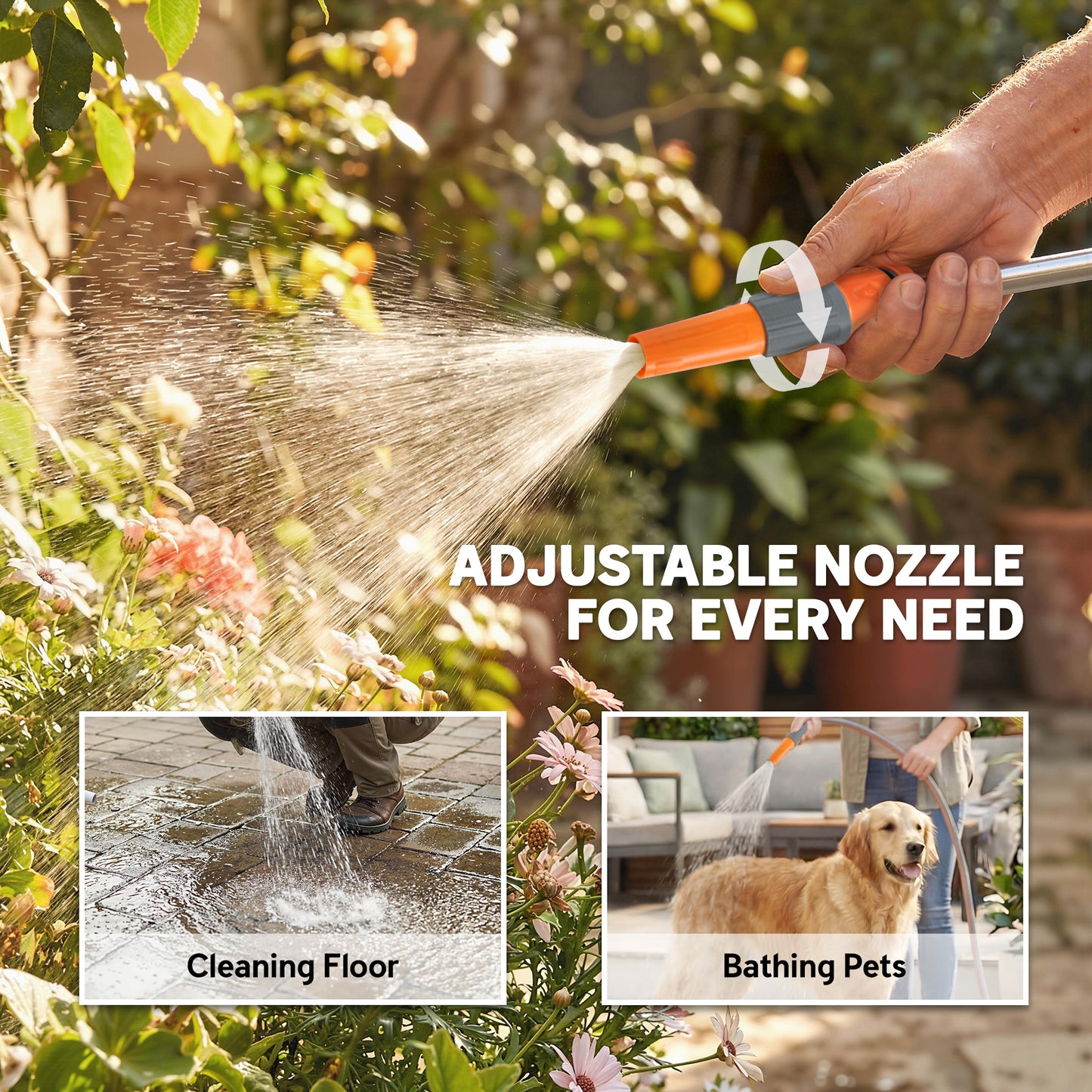 Hose Reel Cart with Wheels, 45+2m Garden Hose Reel, Orange