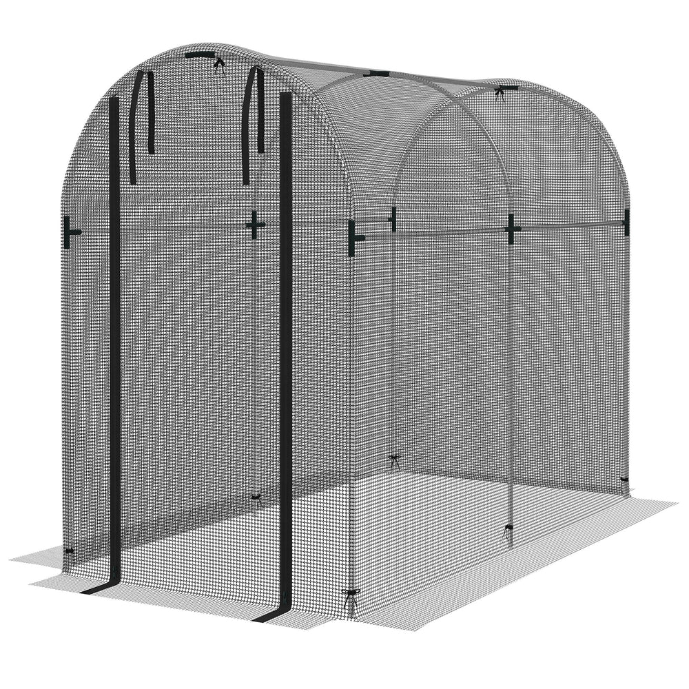 Galvanised Steel Fruit Cage, Plant Protection Tent with Zipped Door, 1.2 x 2.4 x 1.9m, Black