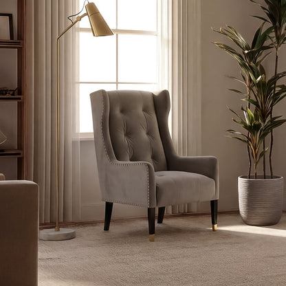 Grayson Armchair Dove Grey - Brushed Gold