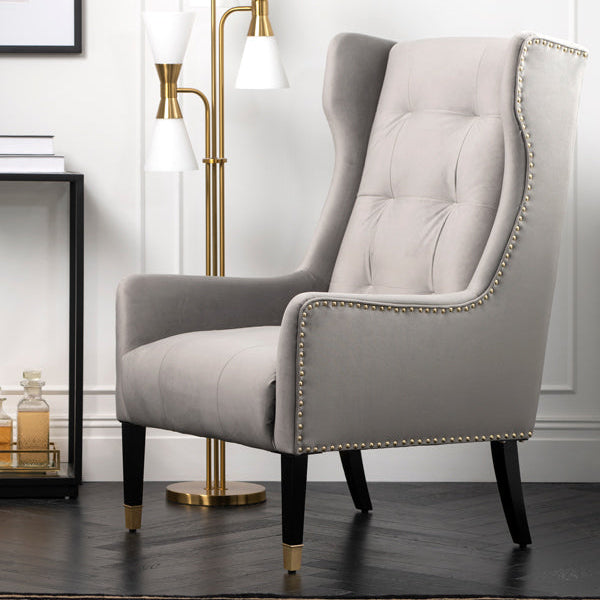 Grayson Armchair Dove Grey - Brushed Gold