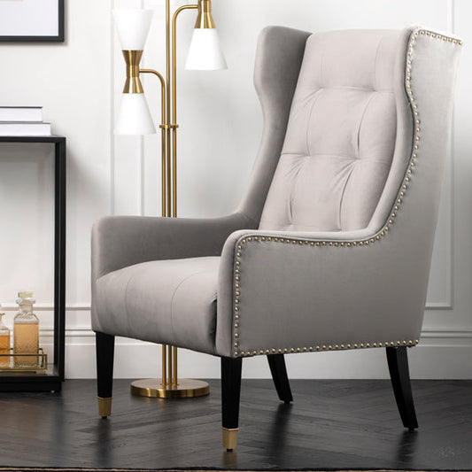 Grayson Armchair Dove Grey - Brushed Gold
