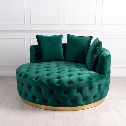 Frankfurt Loveseat - Bottle Green - Brass Base