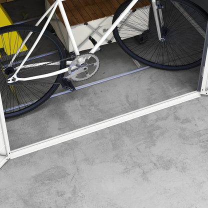 8 x 6ft Garden Shed with Foundation Kit Outdoor Storage Tool House with Ventilation Slots and Lockable Door, Grey