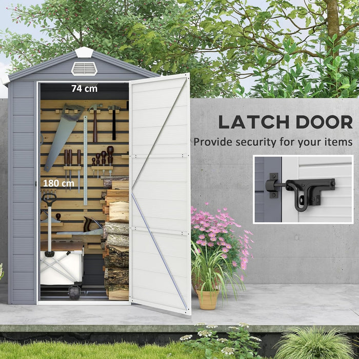 4 x 3ft Garden Shed with Foundation Storage Tool House with Ventilation Slots and Lockable Door, Grey