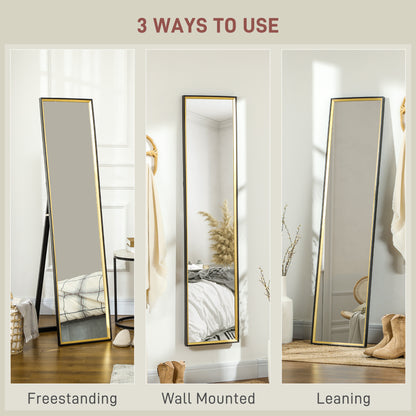 Full Length Mirror Wall Mount Leaning Standing Mirror, Black