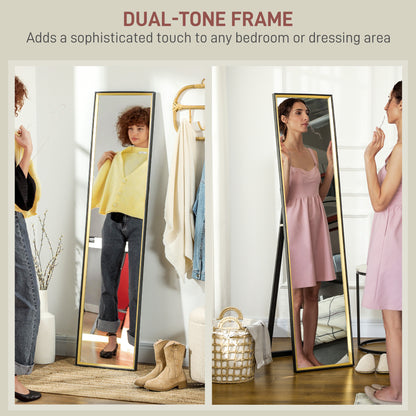 Full Length Mirror Wall Mount Leaning Standing Mirror, Black