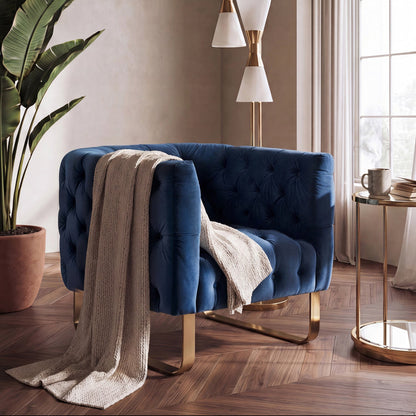 Grosvenor Armchair - Navy Blue - Brushed Brass