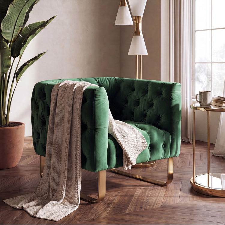 Grosvenor Armchair - Bottle Green - Brushed Brass