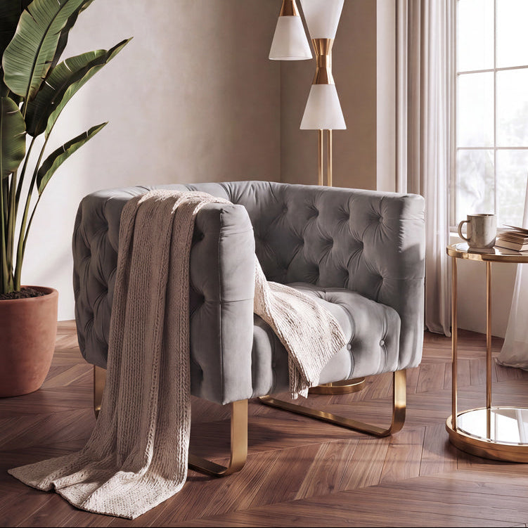 Grosvenor Armchair - Dove Grey - Brushed Brass