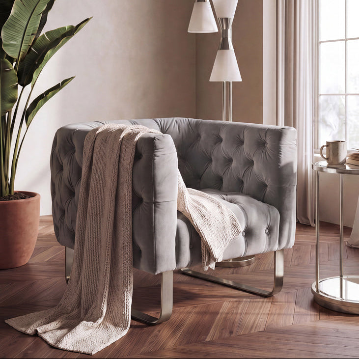 Grosvenor Armchair - Dove Grey - Brushed Silver