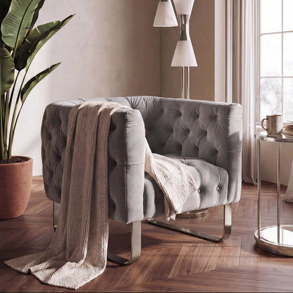 Grosvenor Armchair - Dove Grey - Brushed Silver