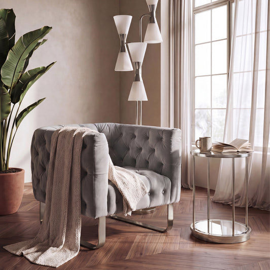 Grosvenor Armchair - Dove Grey - Brushed Silver
