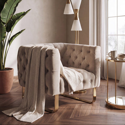 Grosvenor Armchair - Taupe - Brushed Brass