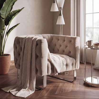 Grosvenor Armchair - Taupe - Brushed Silver