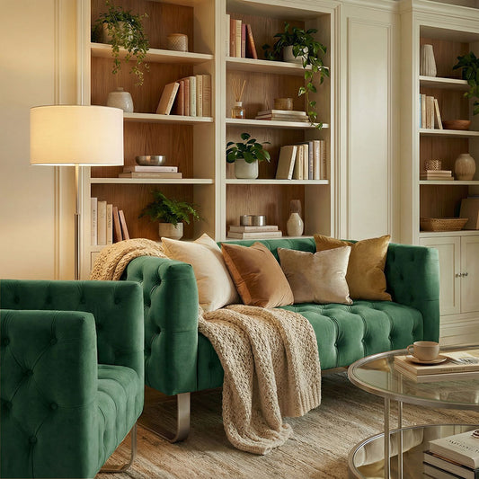 Grosvenor Armchair - Bottle Green - Brushed Silver