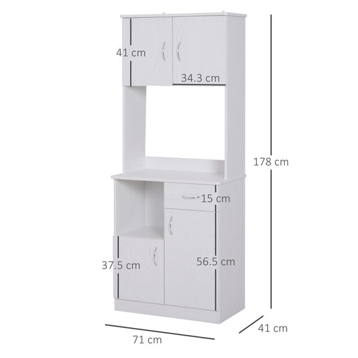 Kitchen Cupboard with Doors Cabinet Shelves Drawer Open Countertop Storage Cabinet for Living Room, Entrance, White